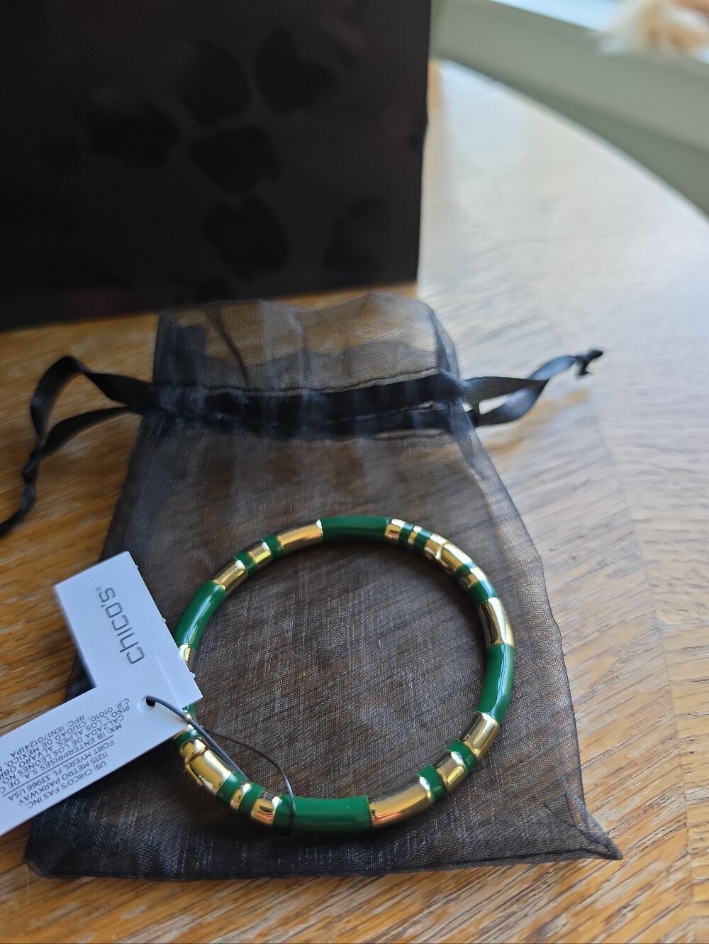 Chico's Green Enamel Hinge Bracelet
